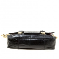 Coach Black Leather Top Handle Flap Bag