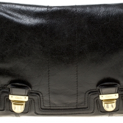 Coach Black Leather Top Handle Flap Bag