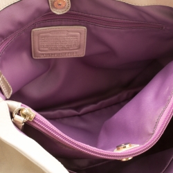 Pre Owned Coach Beige Leather Ashley Top Handle Bag