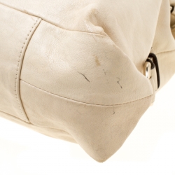 Pre Owned Coach Beige Leather Ashley Top Handle Bag