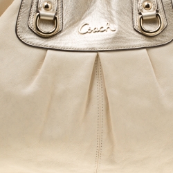 Pre Owned Coach Beige Leather Ashley Top Handle Bag