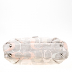 Coach Grey/Multicolor Signature Canvas and Leather Tote 