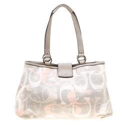 Coach Grey/Multicolor Signature Canvas and Leather Tote 