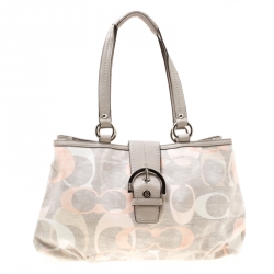 Coach Grey/Multicolor Signature Canvas and Leather Tote 
