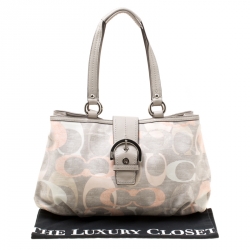 Coach Grey/Multicolor Signature Canvas and Leather Tote 