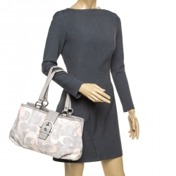 Coach Grey/Multicolor Signature Canvas and Leather Tote 
