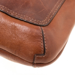 Pre Owned Coach Brown Leather Shoulder Bag 