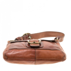 Pre Owned Coach Brown Leather Shoulder Bag 