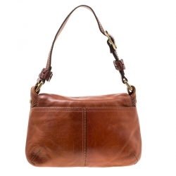 Pre Owned Coach Brown Leather Shoulder Bag 