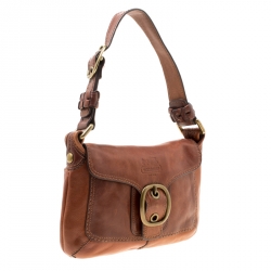 Pre Owned Coach Brown Leather Shoulder Bag 
