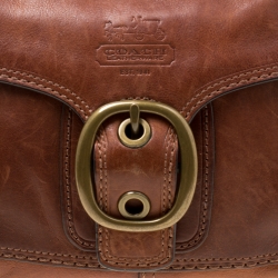 Pre Owned Coach Brown Leather Shoulder Bag 