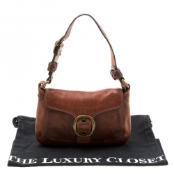 Pre Owned Coach Brown Leather Shoulder Bag 