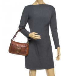 Pre Owned Coach Brown Leather Shoulder Bag 