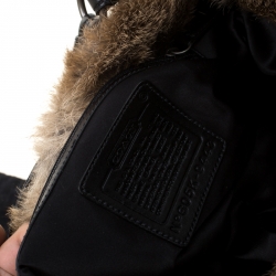 Coach Black/Brown Signature Nylon and Rabbit Fur Hobo