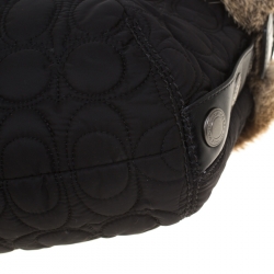 Coach Black/Brown Signature Nylon and Rabbit Fur Hobo