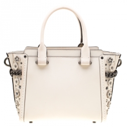 Pre Owned Coach Off White Leather Willow Floral Swagger 20 Carryall Top Handle Bag