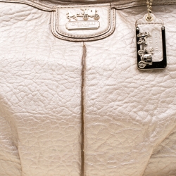 Pre Owned Coach Beige Woven Leather Dowel Caroline Top Handle Bag