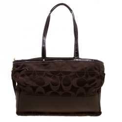 Coach Brown Signature Canvas Diaper Top Handle Bag