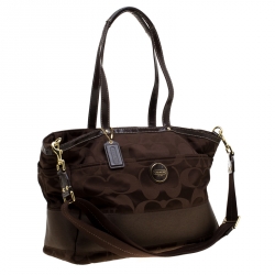 Coach Brown Signature Canvas Diaper Top Handle Bag