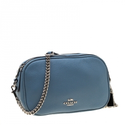 Coach Light Blue Leather Isla Chain Crossbody Bag
