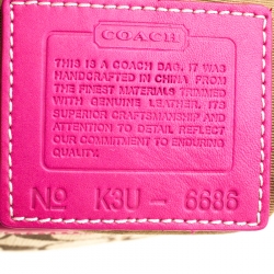 Pre Owned Coach Pink/Beige Signature Canvas and Leather Crossbody Bag