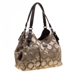 Pre Owned Coach Beige Signature Canvas Shoulder Bag