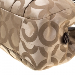 Pre Owned Coach Beige Signature Canvas Shoulder Bag