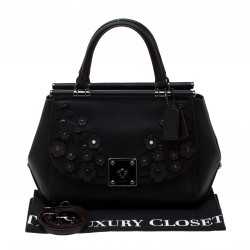 Pre Owned  حقيبة ساتشل كوتش دريفتر جلد موردة سوداء