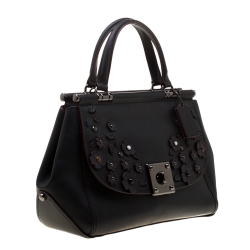 Pre Owned  حقيبة ساتشل كوتش دريفتر جلد موردة سوداء