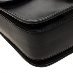 Pre Owned Coach Black Leather Flap Shoulder Bag