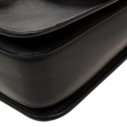 Pre Owned Coach Black Leather Flap Shoulder Bag