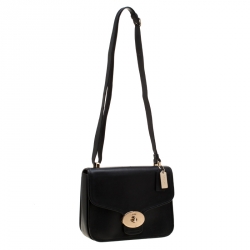 Pre Owned Coach Black Leather Flap Shoulder Bag