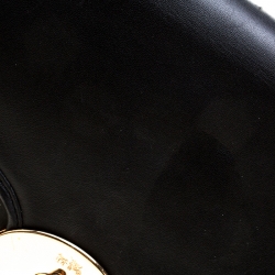 Pre Owned Coach Black Leather Flap Shoulder Bag