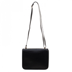 Pre Owned Coach Black Leather Flap Shoulder Bag