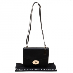 Pre Owned Coach Black Leather Flap Shoulder Bag