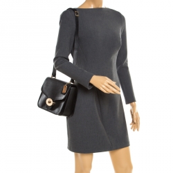 Pre Owned Coach Black Leather Flap Shoulder Bag