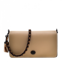 مملوكة مسبقًا Coach Beige/White Leather Crosstown Crossbody Bag