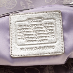 Pre Owned Coach Light Purple Glitter Horse Carriage  Canvas and Leather Tote