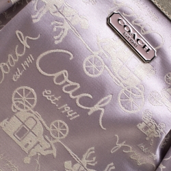Pre Owned Coach Light Purple Glitter Horse Carriage  Canvas and Leather Tote