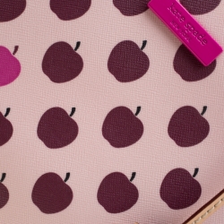 مملوكة مسبقًا Kate Spade Pink/Beige Apple Print Leather Grant Street Tote
