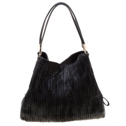 Pre Owned Coach Black Gathered Twist Leather Phoebe Tote