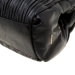 Pre Owned Coach Black Gathered Twist Leather Phoebe Tote