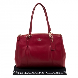 Pre Owned Coach Red Leather Large Christie Caryall Tote