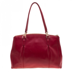 Pre Owned Coach Red Leather Large Christie Caryall Tote
