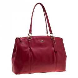Pre Owned Coach Red Leather Large Christie Caryall Tote