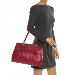 Pre Owned Coach Red Leather Large Christie Caryall Tote