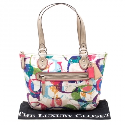 Coach Multicolor Canvas and Patent Leather Stamped C Tote