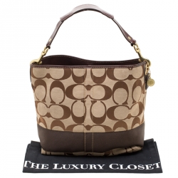Pre Owned Coach Brown Signature Canvas and Leather Hobo
