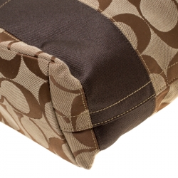 Pre Owned Coach Brown Signature Canvas and Leather Hobo