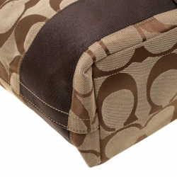 Pre Owned Coach Brown Signature Canvas and Leather Hobo